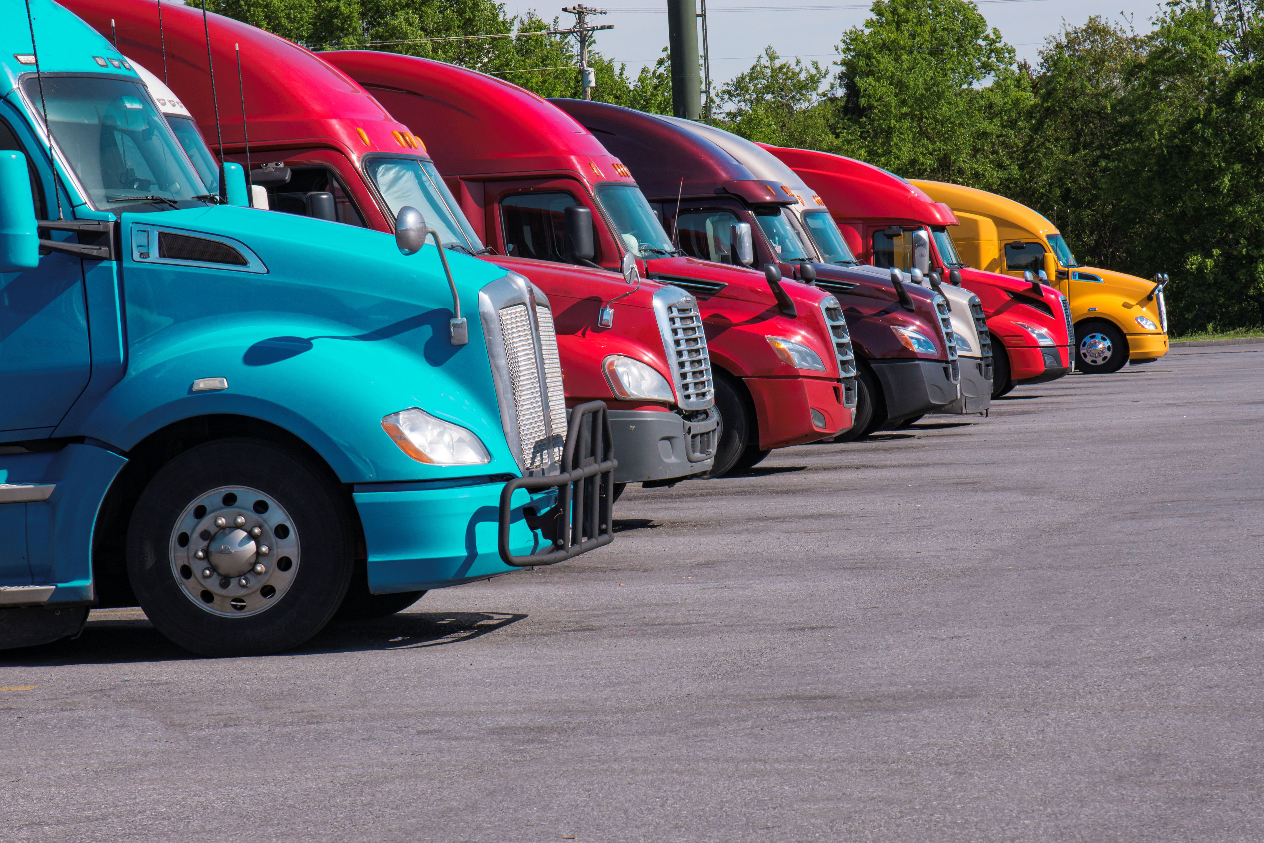 Fleet of trucks parked